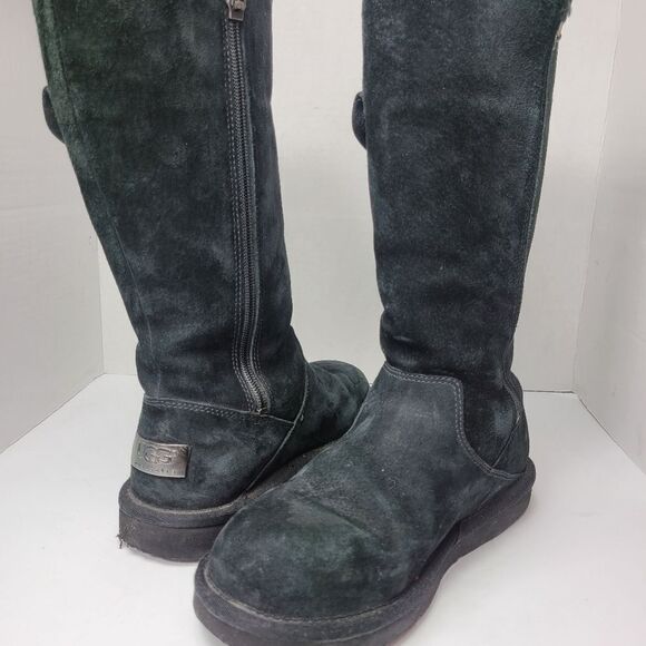 UGG Australia Women's 1895 Retro Cargo Tall Zip Black Sheepskin Boots Size 7 - Picture 5 of 9